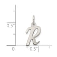 thumbnail image 3 of White Sterling Silver Charm Pendant 16 mm 8-10 Rhodium-Plated Small Script Initial R, 3 of 3