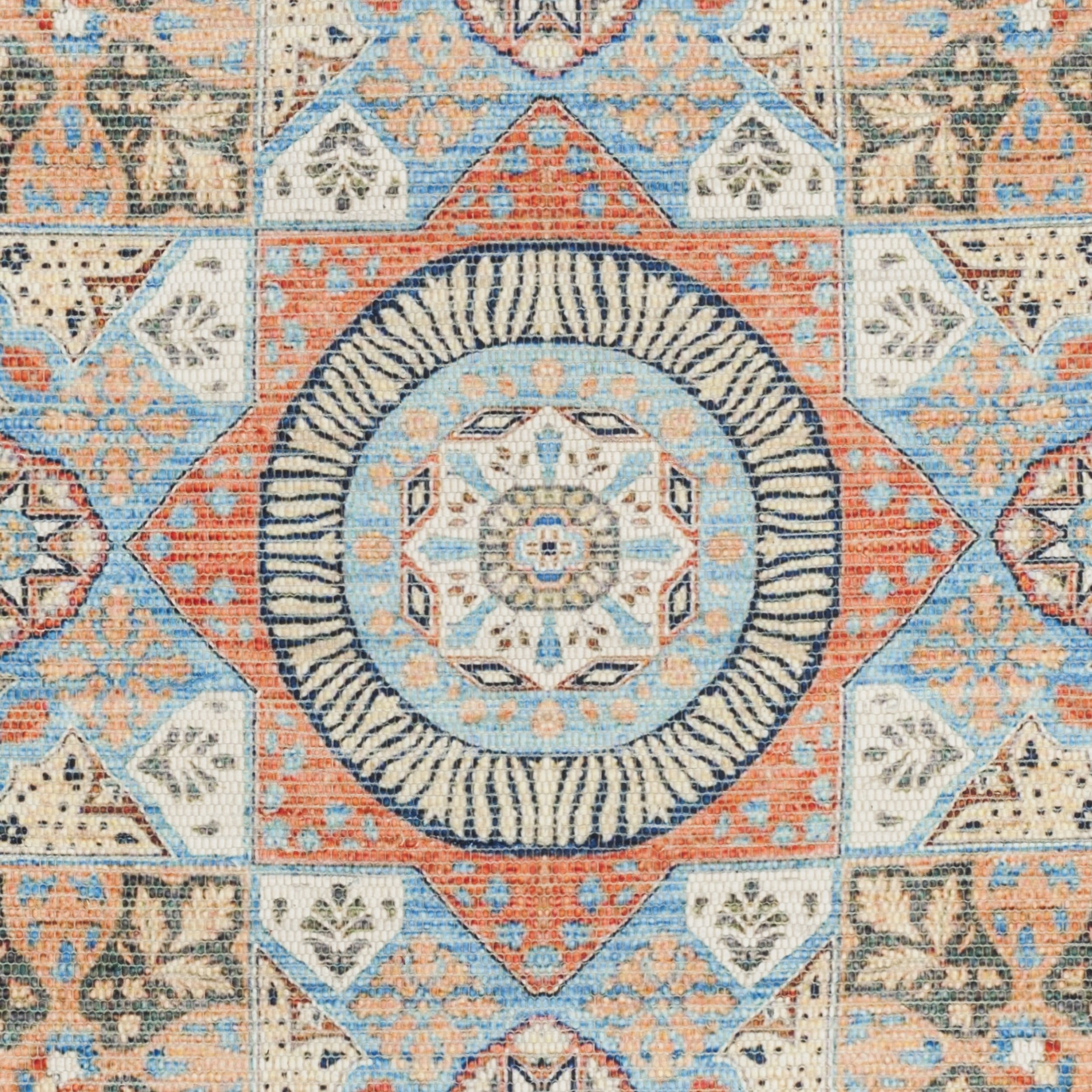 SAFAVIEH Saffron Leighton Border Cotton Area Rug, Orange/Blue, 4' x 6'