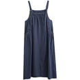 thumbnail image 4 of asdoklhq Jumper Dress for Womens Dress Women's Suspender Long Skirt Loose and Slim Denim Strap Skirt Large Hem Dress Sleeveless Square Neck Calf Dress Blue XL, 4 of 9