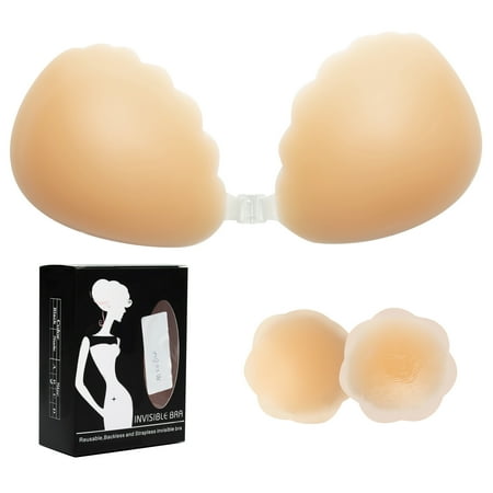 

LELINTA Self Adhesive Bra Magic Womens Strapless Sticky Invisible Push up Silicone Bra for Backless/Strapless Evening Gowns Dress with Flower