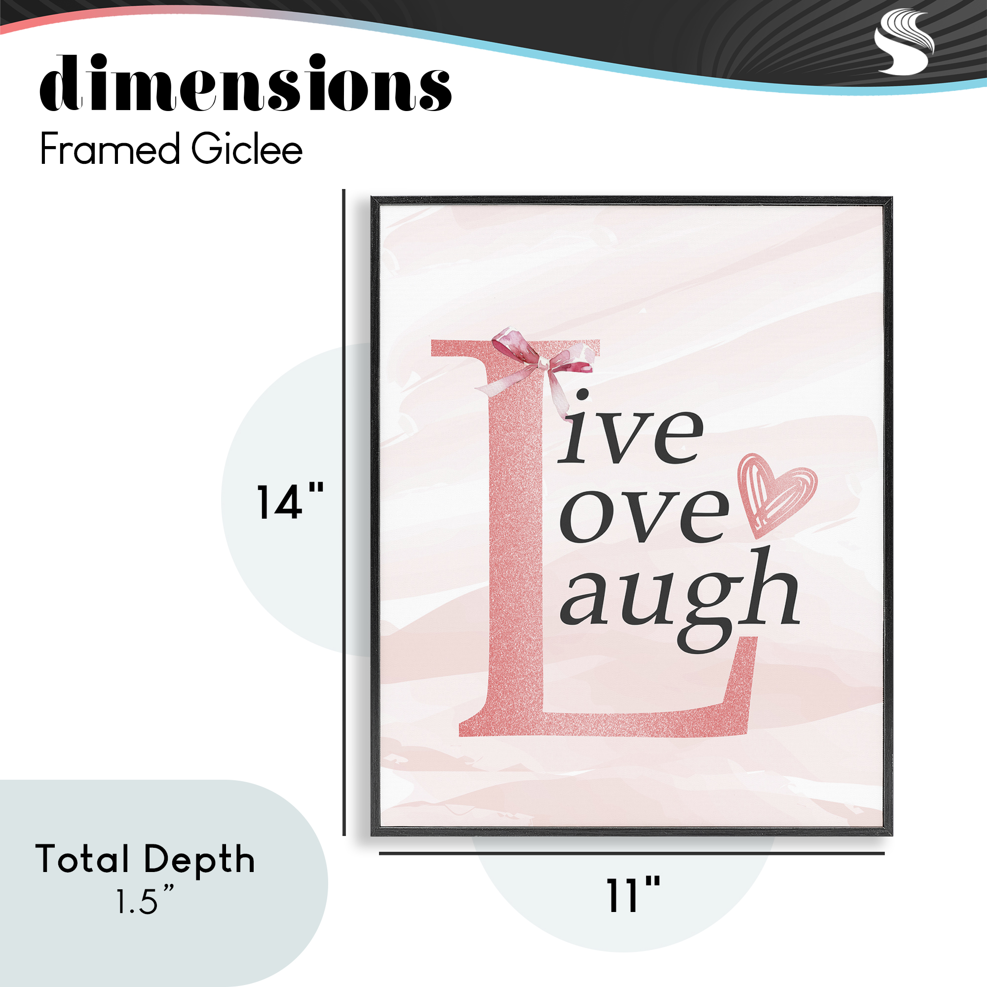 Live Love Laugh Pastel Black Framed Giclee Art, design by Kim Allen