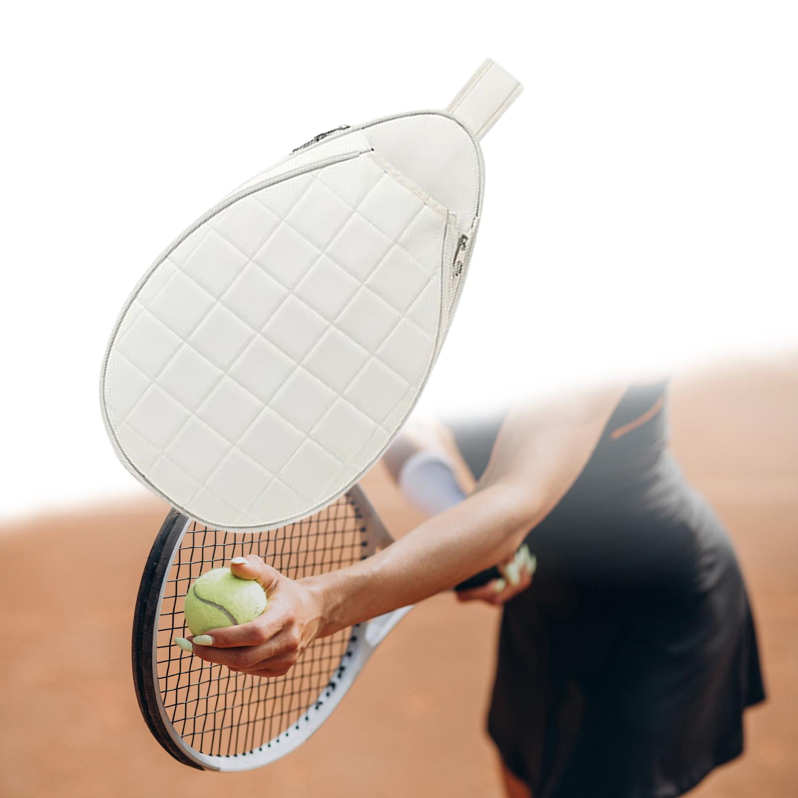 Baoblaze Tennis Bag Large Capacity W/ Adjustable Strap Racket Carry Bag Crossbody Bag White