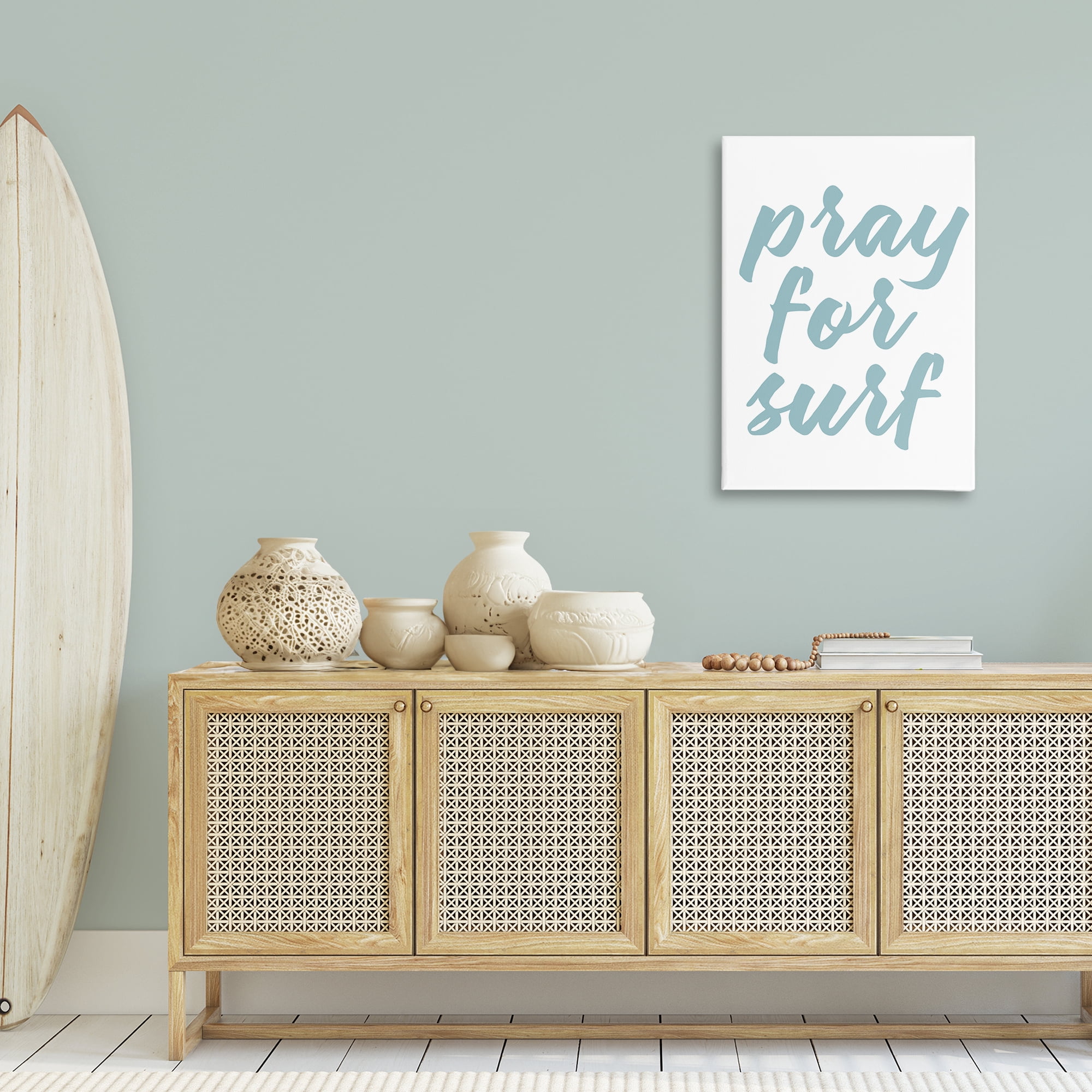 Stupell Industries Pray For Surf Typography Painting Gallery Wrapped Canvas Art Print Wall Art, 24 x 36