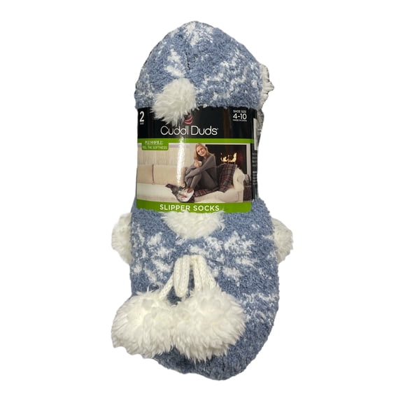 Cuddl Duds Women's Soft Plushfill Sherpa Lined Slipper Sock, 2 Pack, Size 4-10 (Fairisle)