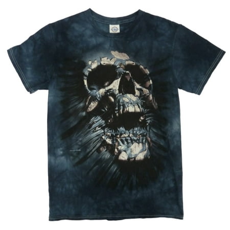 Halloween Mens Blue Breakthrough Skull Graphic T-Shirt S