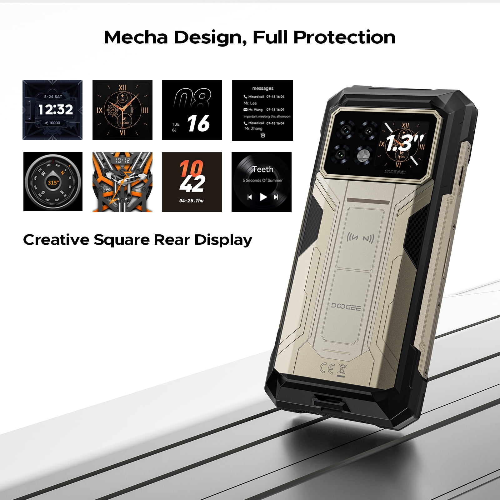 DOOGEE S200 Max 5G Rugged Phone Unlocked, Rugged Smartphone with 1.3" Rear Screen,22000mAh/66W,36GB+512GB/TF 2TB,108MP+20MP Night Vision Camera,6.72" FHD+/120Hz,Dual Unlock/NFC/5G Dual SIM Android 15