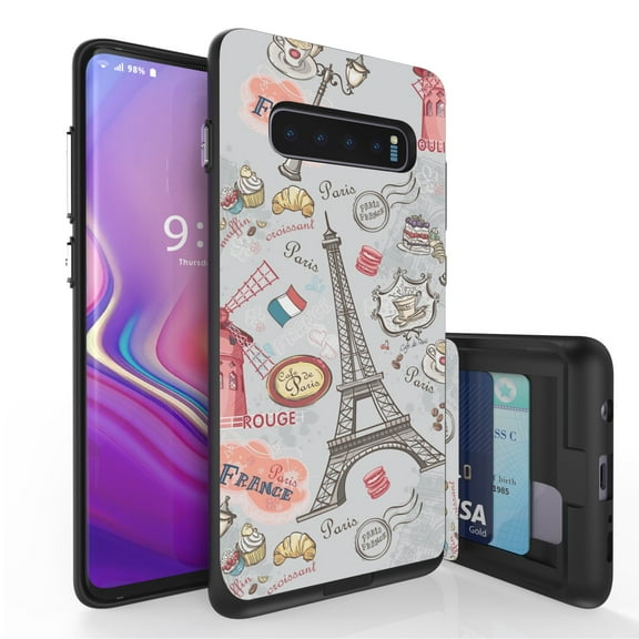 Galaxy S10  Case, Duo Shield Slim Wallet Case   Dual Layer Card Holder For Samsung Galaxy S10  [NOT S10 OR S10e] (Released 2019) Paris Vacation