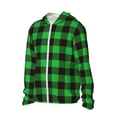 thumbnail image 2 of Rocae Buffalo Plaid Green Black Print Breathable Sun Protection Hoodie Quick-Dry Lightweight Long Sleeve Hoodie Unisex Running Sports Shirt XX-Large, 2 of 9