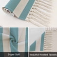 thumbnail image 6 of Aqua Striped Washable Area Rug 3'x5', Modern Farmhouse Blue White Stripes Woven Cotton Tassels Kitchen Rugs, Non Slip Indoor Door Mat Throw Carpet for Entryway Living Room Nursery Laundry Room, 6 of 9