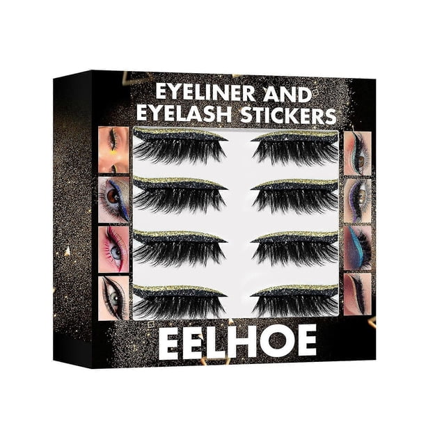 Delineador de ojos con purpurina de 7 colores, nuevo, autoadhesivo, sin pegamento, para sombras de ojos, pestañas postizas, pestañas rizadas, pegatinas de maquillaje de ojos | 5001901574701, dorado