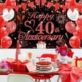 thumbnail image 2 of 40th Anniversary Decorations Red Black Happy Banner Ruby Wedding for Anniversary, Party 72.8x43.3 inches, 2 of 7