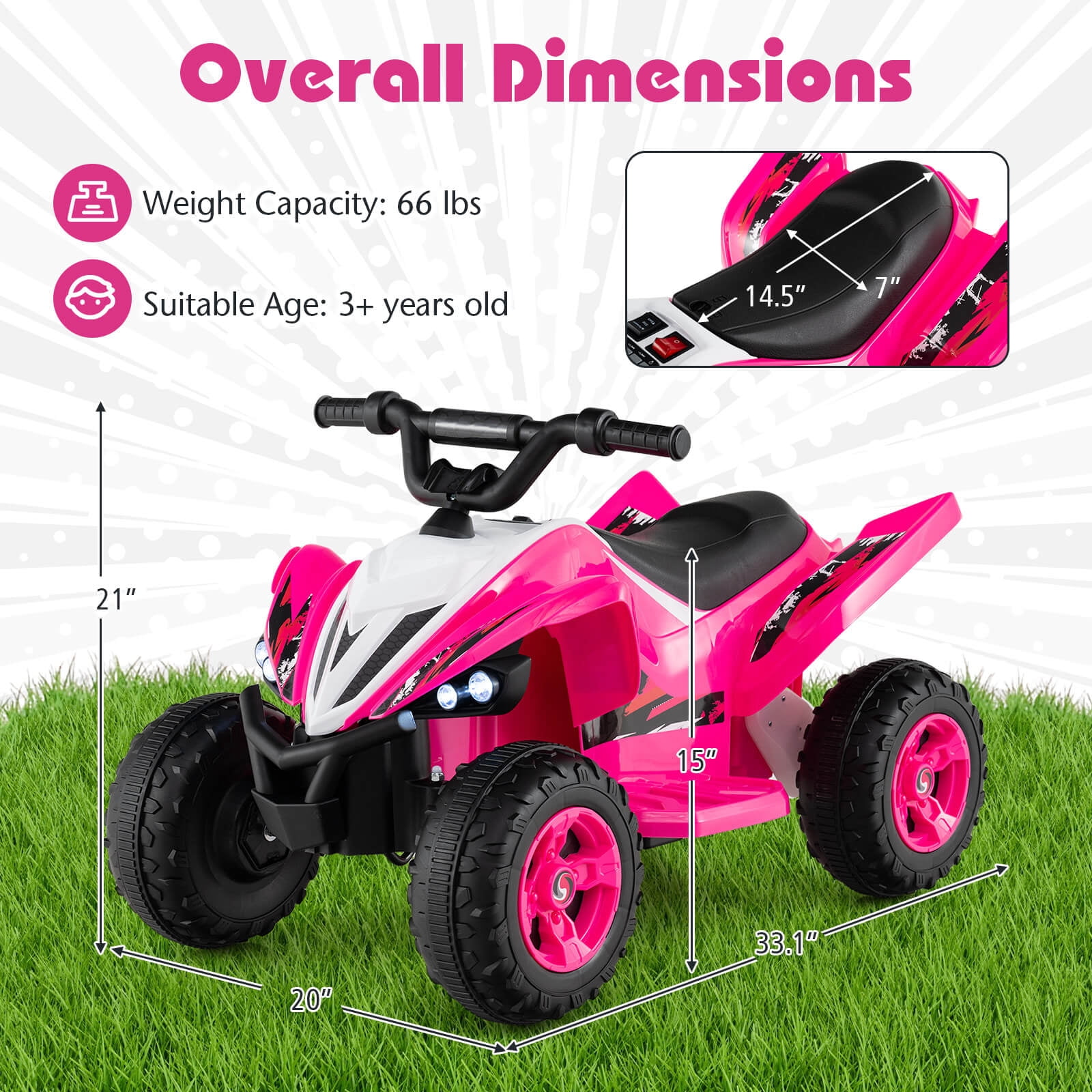 Infans 12V Quad 4 Wheeler Ride on Toy with Music, Light, USB Port, Wireless Connection