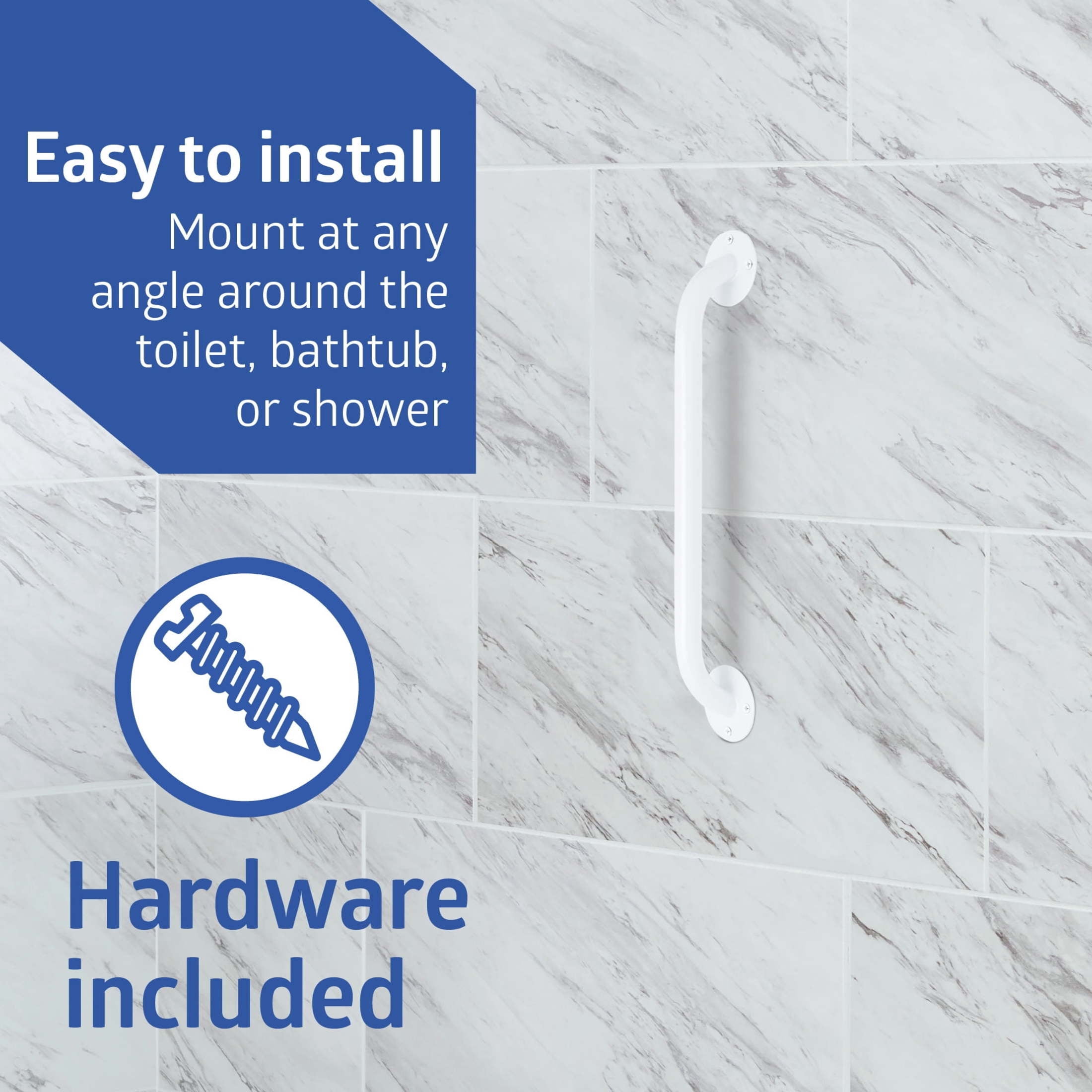Medline White 16" Grab Bar for Shower & Tub, 300 lb. Weight Capacity