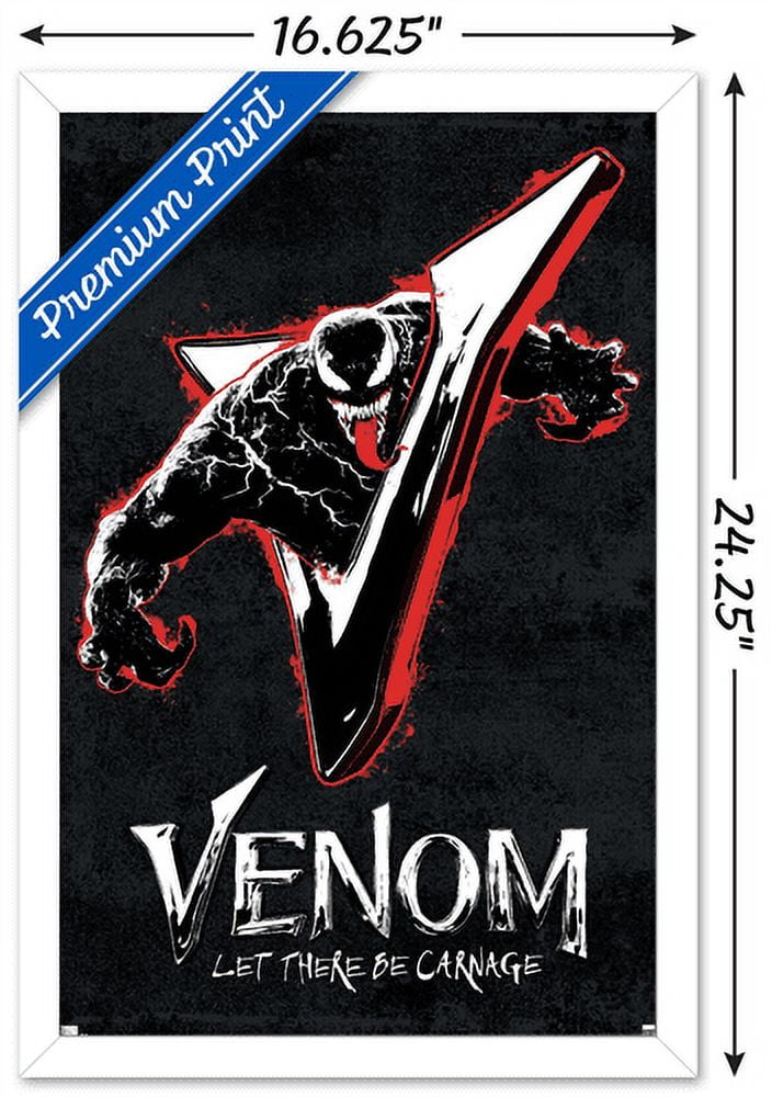 Marvel Venom: Let There be Carnage - V Graphic Wall Poster, 14.725" x 22.375", Framed