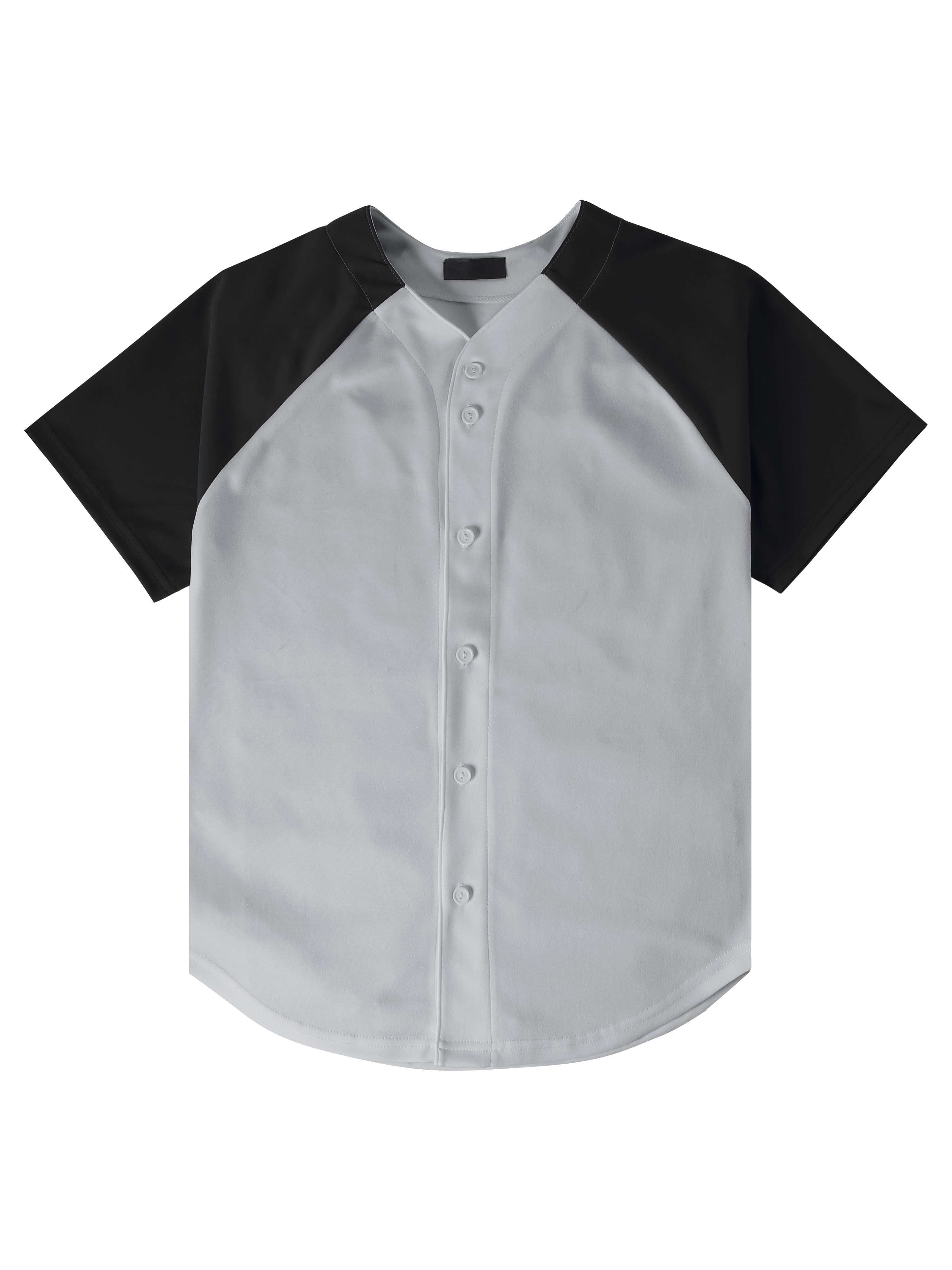 Ma Croix Men's Premium Baseball Tee Button Down Two Tone Raglan Short Sleeve Jersey