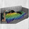 thumbnail image 6 of Colorful Soft Flannel Fleece Throw Blanket, Smooth Transitioned Rainbow Colors in Concentric Form and Mediating Lady, Cozy Plush for Indoor and Outdoor Use, 60" x 80", Multicolor, by Ambesonne, 6 of 6