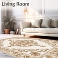 thumbnail image 2 of ODIKA 5'x7' Machine Washable Non-Slip Area Rug, Vintage Floral Distressed Ornamental Medallion Elegant Heritage Print High Traffic Rug, Beige, 461221, 2 of 7