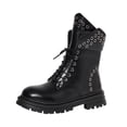 thumbnail image 3 of Viluyesy Womens Combat Platform Boots Lace Up Chunky Heel Side Zipper Grommet Detail Non Slip Casual Shoes Black Size 7, 3 of 10