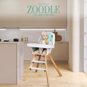 Evolur Zoodle 2 in 1 Baby High Chair in Light Grey, Easy to Clean, Adjustable and Removable Tray, Compact and Portable Convertible High Chair for Babies and Toddlers Light Gray