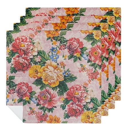 FACANNAP Talking Tables Truly Scrumptious Scalloped Floral Paper Table Napkins for a Tea Party, Pink 6 PCS