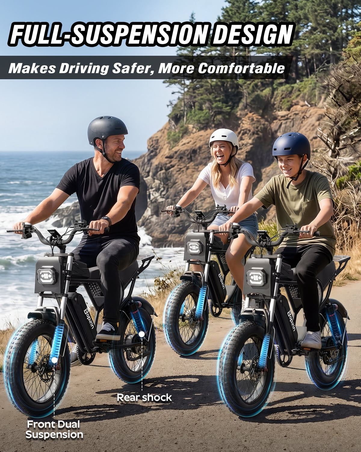 Bopzin 1500W Off-Road Electric Motorcycle for Adults, Bike with 48V 20Ah Battery, 20" Fat Tire Off-Road Electric Bike UL2849