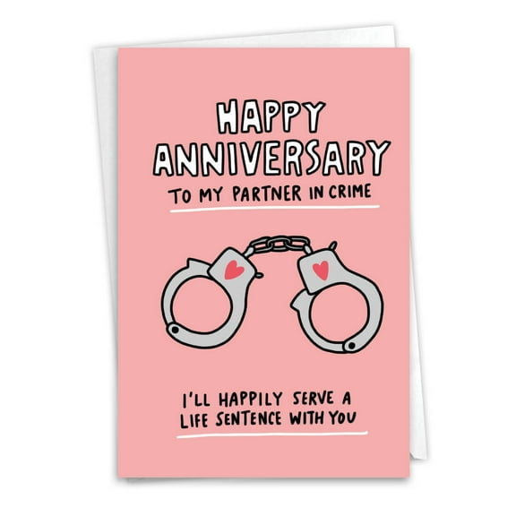 1 Funny Anniversary Card with Envelope - Partner In Crime C7240ANG
