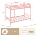 thumbnail image 2 of Metal Bunk Bed Twin Over Twin, Bunkbeds Frame with Safety Guard Rails, Steel Bed for School, Bedroom Space-Saving, Pink, 2 of 8