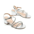 thumbnail image 3 of Womens Sandals Dressy Chunky Heels Low Block Open Toe Sandals Dress Party Shoes Silver Size 10.5, 3 of 6