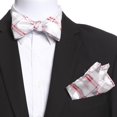 thumbnail image 1 of Amedeo Exclusive Men's White Grey Red Plaid Self Bow Tie, 1 of 1