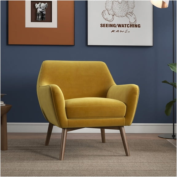 JERFIT Modern Gold Velvet Accent Chair with High Back, Upholstered Lounge Chair for Living Room, Bedroom, Reading Nook