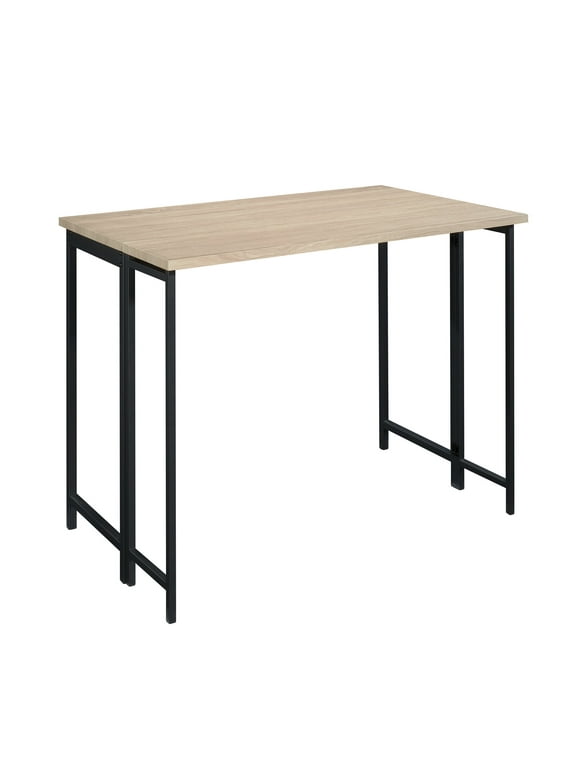 Sauder Curiod Metal Frame Wood Top Table with Drop Leaf, Charter Oak Finish