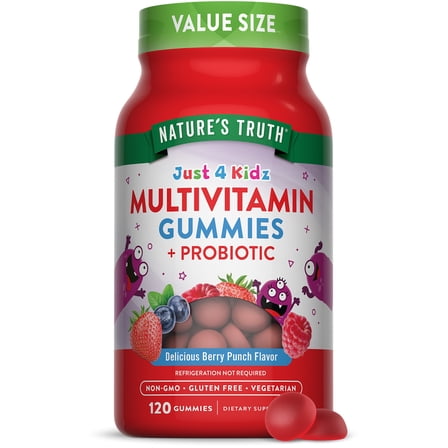 Kids Multivitamin with Probiotics | 120 Gummies | Berry Punch Flavor | by Nature's Truth