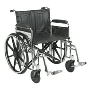 Drive Medical Sentra Extra Heavy Duty Wheelchair, Detachable Full Arms, Swing away Footrests, 24" Seat