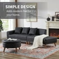 thumbnail image 6 of 107" Contemporary Stylish Sofa with A Round Storage Ottoman,5 Seater PU Upholstered Sectional Couch with Tapered Rubber Wood Legs,Sofa Set with Detachable Pillows for Living Room and Apartment,Black, 6 of 9