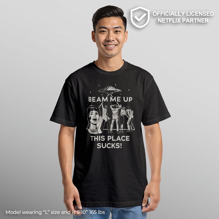 Netflix Men's Stranger Things Vintage This Place Sucks UFO T Shirt