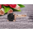 thumbnail image 5 of Cushion Cut 1.80 Carat Black Diamond Moissanite Engagement Ring 10k Rose Gold Basket Design Claw Prong Art Deco, 5 of 5