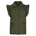 thumbnail image 4 of UYISJ Women's Puffer Vests Ruffle Sleeve Winter Button Down Waistcoats Mockneck Padded Gilet Sleeve Tops with Pockets Green M, 4 of 6