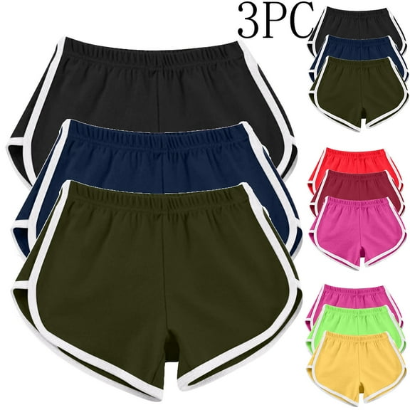 Wlynlyn 3PC Running Shorts for Womens Low Waisted Yoga Shorts Lightweight Workout Athletic Gym Shorts