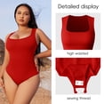 thumbnail image 5 of OQQ Women 3 Piece Bodysuits Sleeveless Square Stretch Basic Tank Tops Bodysuits, 5 of 7