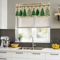 thumbnail image 4 of Christmas Curtain Valances for Windows, Kitchen Valance Window Treatments Panel 2 Pack, Farmhouse Retro Winter Xmas Green Pine Trees Rod Pocket Short Curtains for Bathroom Bedroom 54 x 18 Inch, 4 of 8