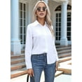 thumbnail image 2 of Super Soft Wrinkle Free Button Down Shirts for Women Solid Long Sleeve Striped Formal Work Dress Blouses Tops White 5XL, 2 of 8
