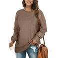 thumbnail image 1 of Sweatshirts Décontractés Unis pour Femmes Manches Longues Col Rond Hauts Amples, 1 of 4
