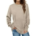 thumbnail image 2 of Edvintorg Women's Fashion Shirts Autumn Winter Solid Round Neck Long Sleeve Pullover Tops Blouse Casual Oversized T Shirts Women Harajuku Sweatshirt, 2 of 6