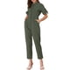 thumbnail image 5 of INSPIRAR CHIC Mono de Mujer de Manga Corta con Cuello, Botones, Cintura Ajustable, de Algodón, Estilo Cargo, 2XL Verde, 5 of 7