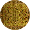 thumbnail image 1 of Ahgly Company Machine Washable Indoor Round Oriental Yellow Industrial Area Rugs, 7' Round, 1 of 4