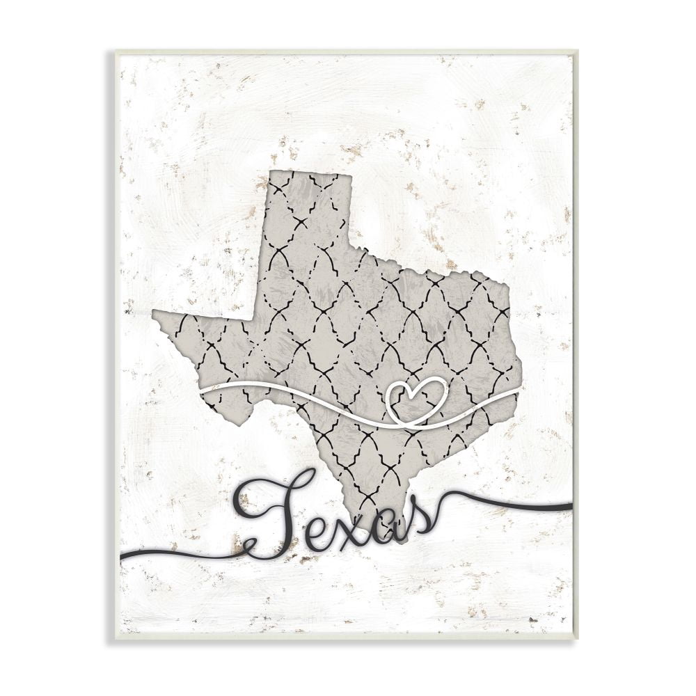 Stupell Industries Texas Patterned Grey US State Design Wall Plaque by Ziwei Li