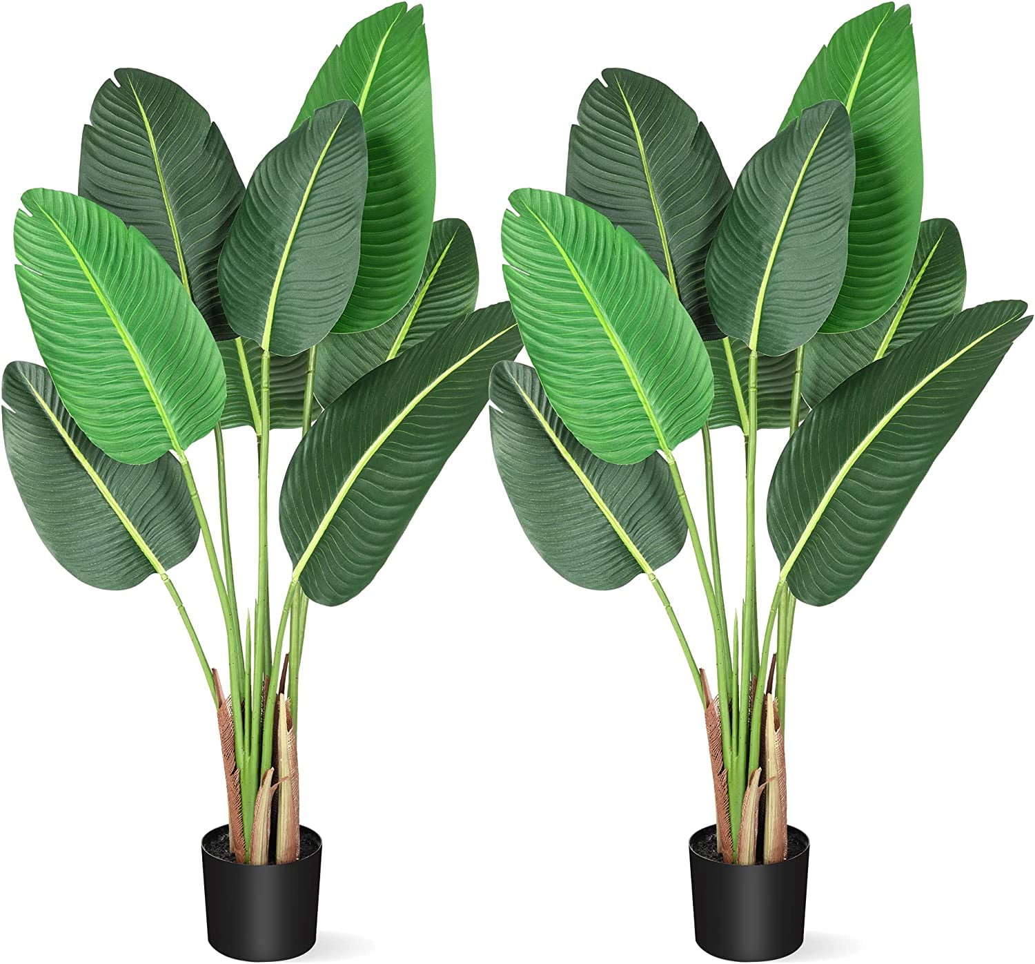 2 Pcs Artificial Bird of Paradise Plant Faux Silk Tree Decorative