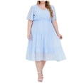 thumbnail image 2 of ITSAME Women's Plus Size Dress, Flutter Sleeve Solid Color V-Neck Summer Beach Swing Dresses Sky Blue 4XL, 2 of 5