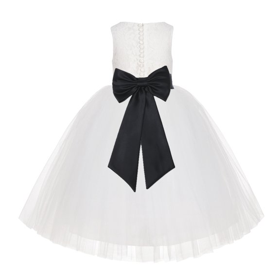 Ekidsbridal Ivory Floral Lace Flower Girl Dress Junior Bridesmaid Beauty Pageant Pretty Princess Gown LG7noFT M 3