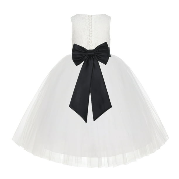 Ivory Floral Lace Flower Girl Dress Special Occasions Wedding Gown LG7